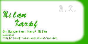 milan karpf business card